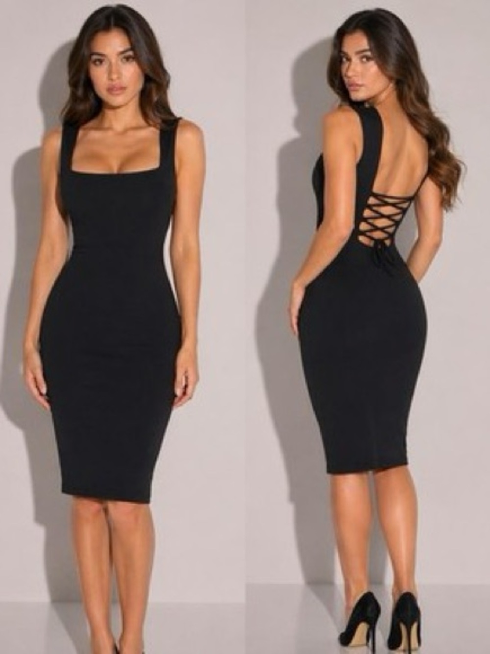 Ta3 Squarey Pencil Dress - Large Reg/Long
